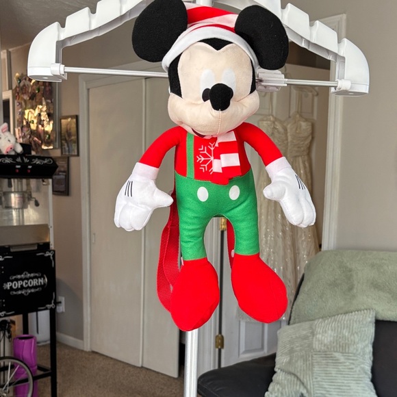 Other - Mickey Tiny backpack Festive Plush Toy with Red and Green Outfit